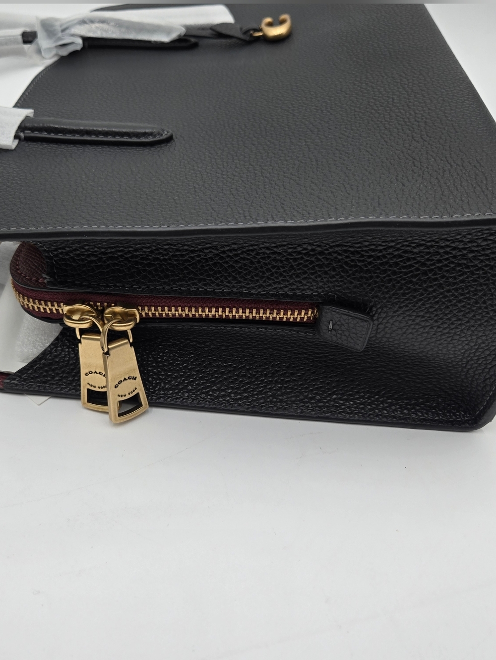 #  Coach Polished Pebble Leather Carter Carryall 28 Black - Picture 6 of 15